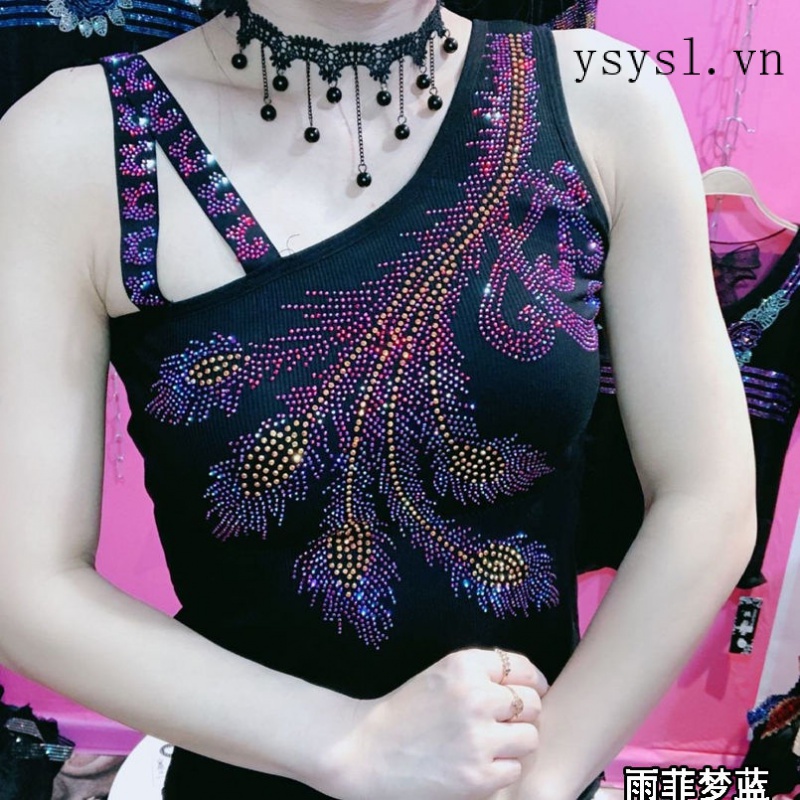 Áo Hai Dây Dáng Ôm Đính Kim Cương Giả Phong Cách Châu Âu Hàng Mới 2022