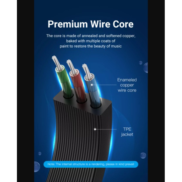 Cáp Audio hai đầu 3.5mm dây dẹt dài 5m cao cấp chính hãng VENTION BAPHJ