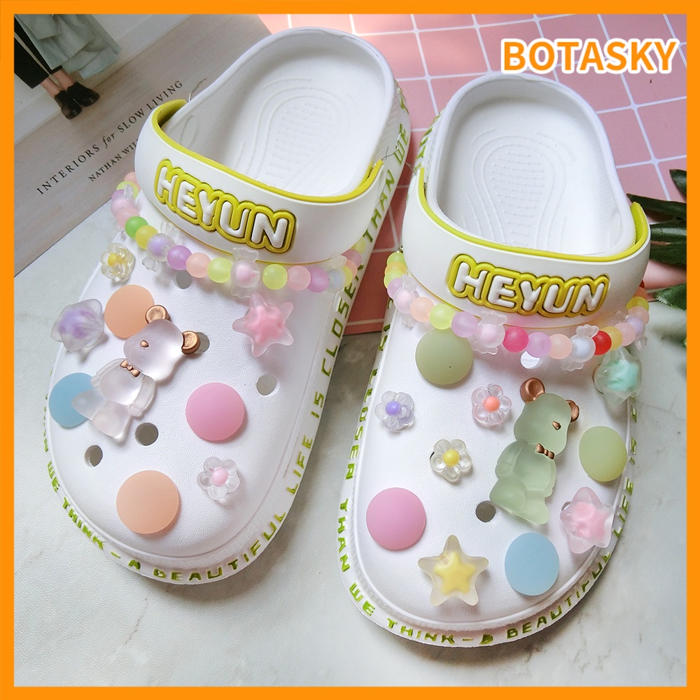 Crocs Xỏ Hạt Hình Gấu / Ngôi Sao / Hoa / Kẹo Khóa Giày Crocs DIY Dành Cho Trẻ Em