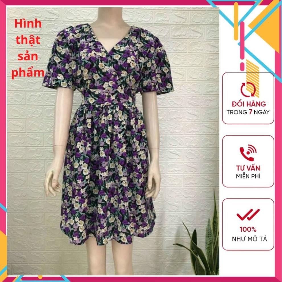 Váy Hoa Nhí Đẹp Dễ Thương, Đầm Bông Vải Lụa Màu Tím Vintage, Hàng Thiết Kế - May Kĩ, Form Chuẩn, Chất Đẹp đẹp