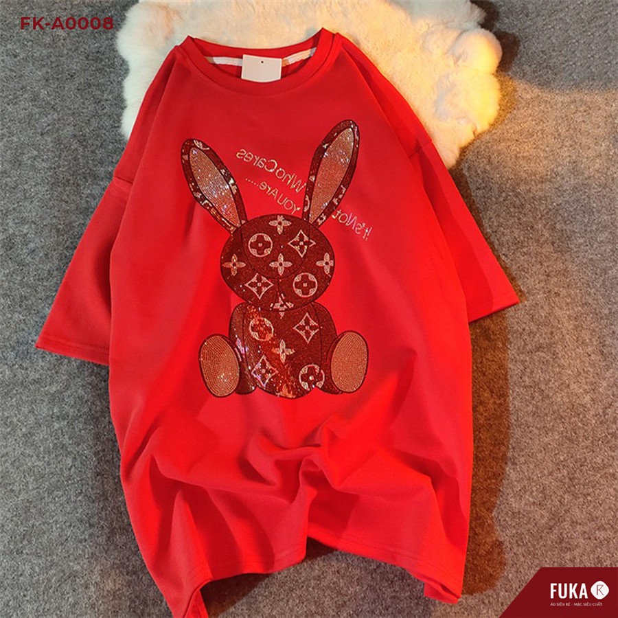 Áo thun nữ FUKA - Áo phông nữ chất cotton cổ tròn hình gấu nhiều màu siêu xinh