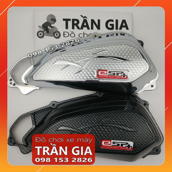 Ốp pô e xe Sh Mode 2020-2021-2022-2023 xi inox cacbon chụp lọc gió bầu gió xe Sh Mo nữ- phụ kiện trang trí đồ kiểng