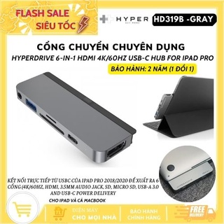 Cổng chuyển chuyên dụng hyperdrive 6-in -1 hdmi 4k/60hz usb-c hub grey