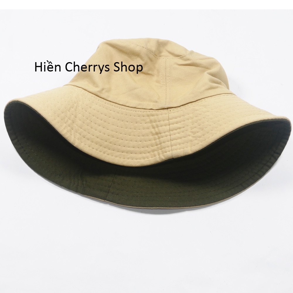 Nón bucket 2 mặt thêu mặt da in chữ Fashion sành điệu thích hợp cho mọi người