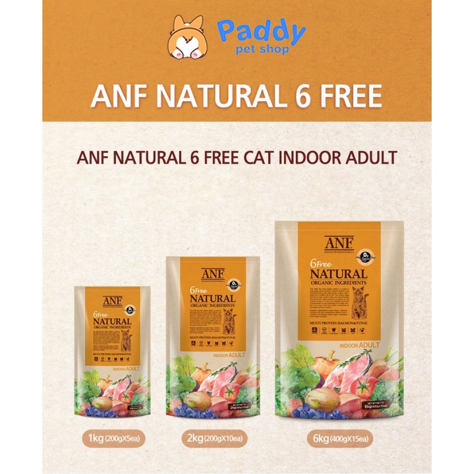 [Mã PET80K giảm 8% tối đa 80K đơn 350K] [2kg] Hạt Hữu Cơ ANF 6Free Cho Mèo Trưởng Thành - Gà & Cá Hồi