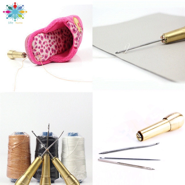 1 Bộ Dụng Cụ May Giày Da (3 Kim + 1 Tay Cầm Đồng)