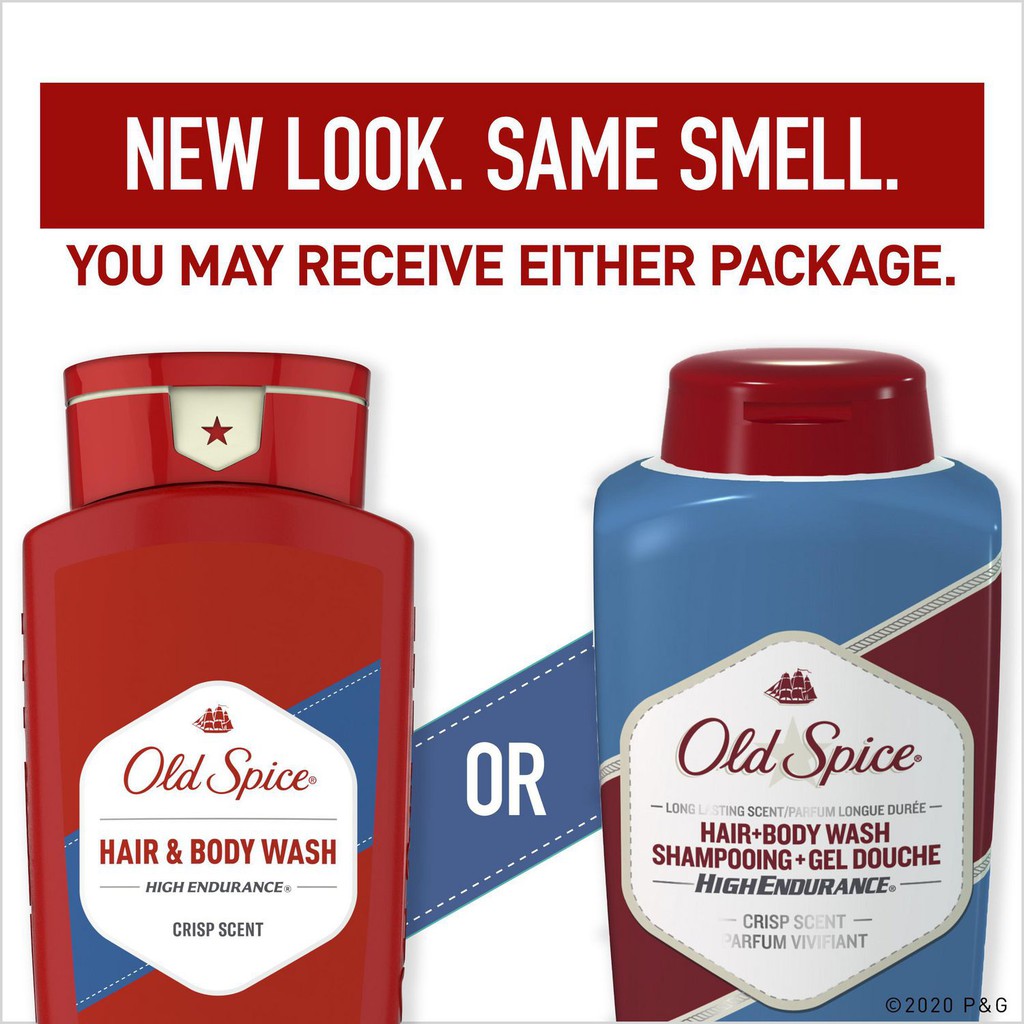 [Phổ Thông] Sữa Tắm Gội Old Spice Hair + Body Wash High Endurance Crisp Scent 2 In 1 - 532ML