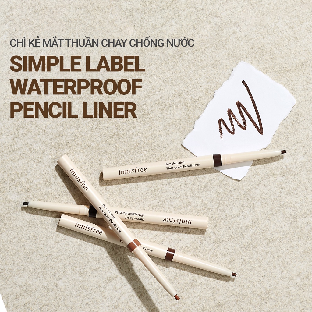 [Mã COSIF03 giảm 10% đơn 400K] Chì kẻ mắt thuần chay chống nước innisfree Simple Label Waterproof Pencil Liner 0.1g