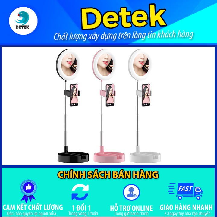 (có video) Gương trang điểm có đèn Led Livestream G3 tích hợp giá đỡ và kẹp điện thoại cao cấp