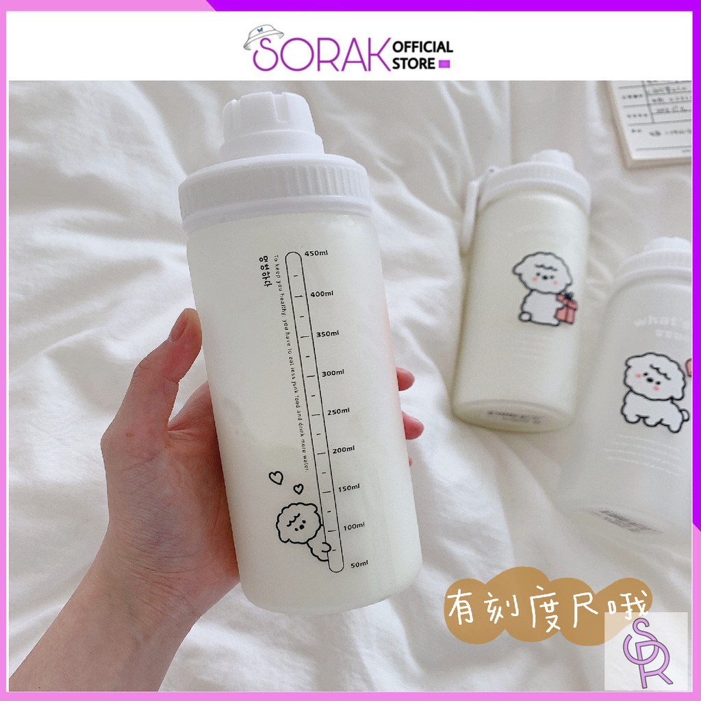 Bình Đựng Nước xinh xắn Thuỷ Tinh ĐI HỌC Hình Cừu cute 500ml BN1