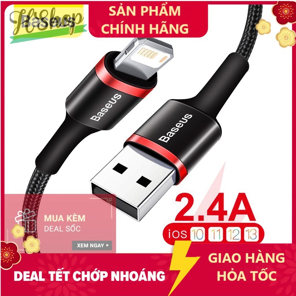 Cáp Sạc Nhanh iPhone Ipad Baseus Cafule Siêu Bền | Kèm Dây Velcro Giữ Cáp - Cáp sạc iPhone 5/6/7/8/X/XS/XS /11