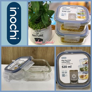 Combo 2 hộp thủy tinh vuông inochi 520ml