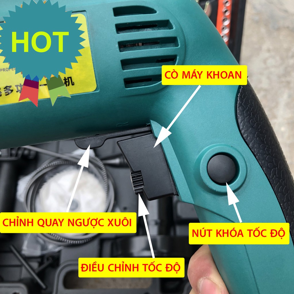 Bộ máy khoan tường 2000w. Khoan bê tông, khoan gỗ, khoan sắt, bắt vít đa năng - KHOAN BÚA