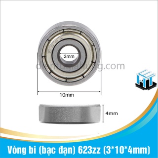 Set 2 cái Vòng bi (bạc đạn) 623zz kích thước(3*10*4mm)(2 cái)