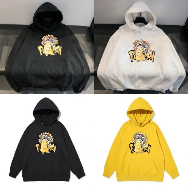 Hoodie Hoạt Hình Unisex 3 màu Trắng/Đen/Vàng