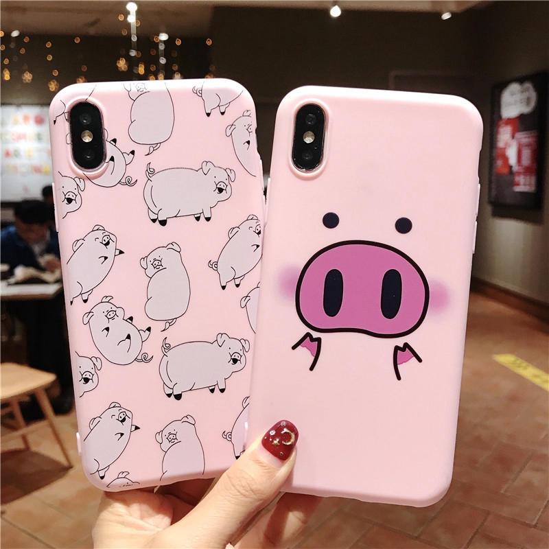 Ốp lưng nền hồng in hình heo con đáng yêu cho OPPO F11 Pro F9 A7 A3s A5s F7 F5 A37 A57 A39 F1s A71 A83 F3 A77