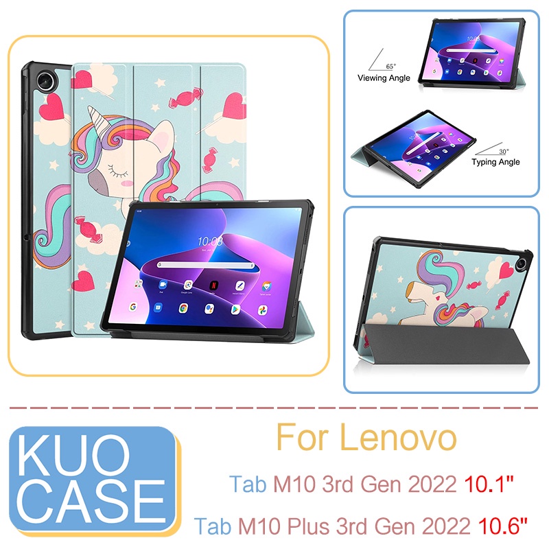 Bao Da PU Máy Tính Bảng PC Cứng Gấp Ba Khúc Cho Lenovo Tab M10 3rd Gen TB-328F M10 Plus 3rd Gen 2022 10.6inch TB-125F 128F Ốp