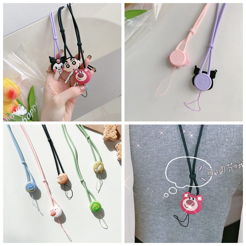 Dây đeo cổ gắn điện thoại / thẻ id / chìa khóa / tai nghe họa tiết hoạt hình có thể điều chỉnh tiện dụng