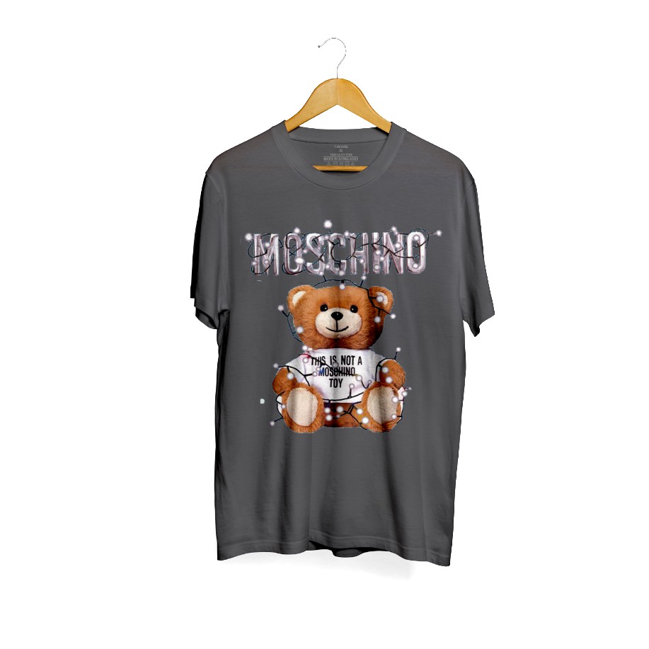 Áo thun in hình gấu moschino bóng đèn bạc ( có video )