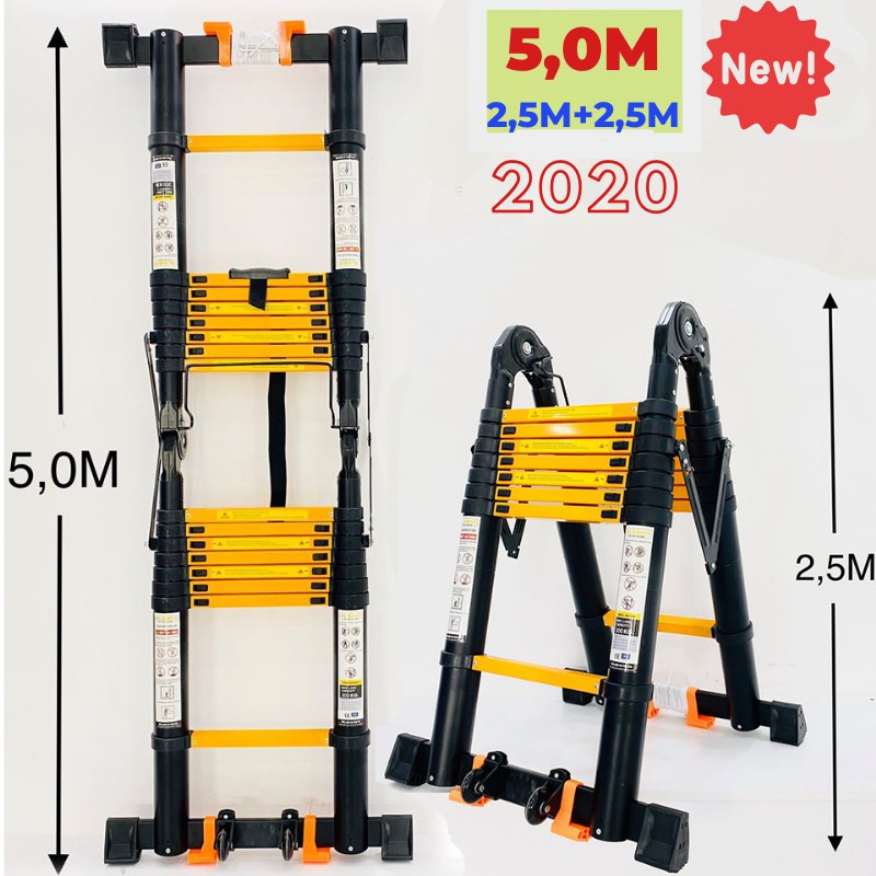 Thang nhôm rút đôi (Chữ A: 2,5m; Chữ I: 5m) Sumika SK500D NEW