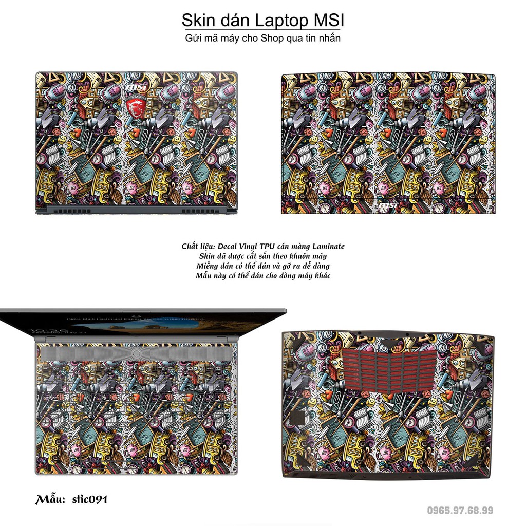 Skin dán Laptop MSI in hình Hoa văn sticker _nhiều mẫu 15 (inbox mã máy cho Shop)