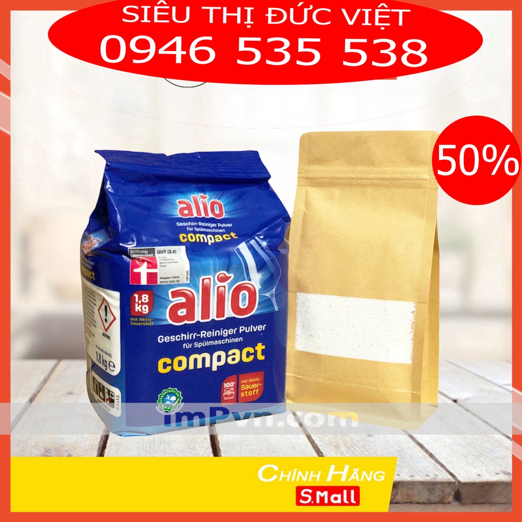 Bột rửa bát Alio 1.8kg (Mùi nhẹ dịu) Nhập khẩu Đức (Có túi bóc lẻ dùng thử), Bột Alio chính hãng cho Máy rửa chén