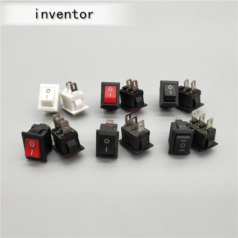 Set 5 công tắc bật/tắt KCD11-101 3A/250V 10*15mm SPST 2PIN ON/OFF G130 màu đen cho xe hơi/tàu thuyền