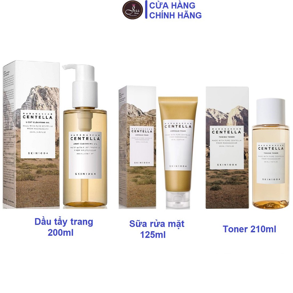 Combo 3 Sản Phẩm Dưỡng Da Giảm Mụn Skin1004 Madagascar Centella (Dầu tẩy trang + Sữa rửa mặt + Toner)