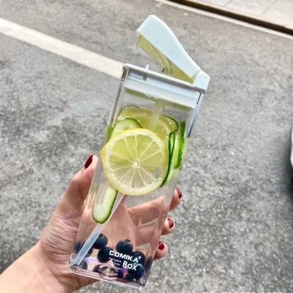 Bình Nước Bằng Nhựa Dung Tích Lớn Có Ống Hút Phong Cách Xiaohongshu COMIKA Cho Nam Và Nữ