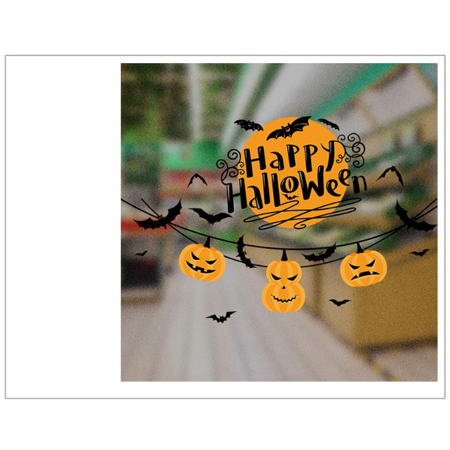 Decal trang trí tường - Dây Treo Bí Đỏ Halloween