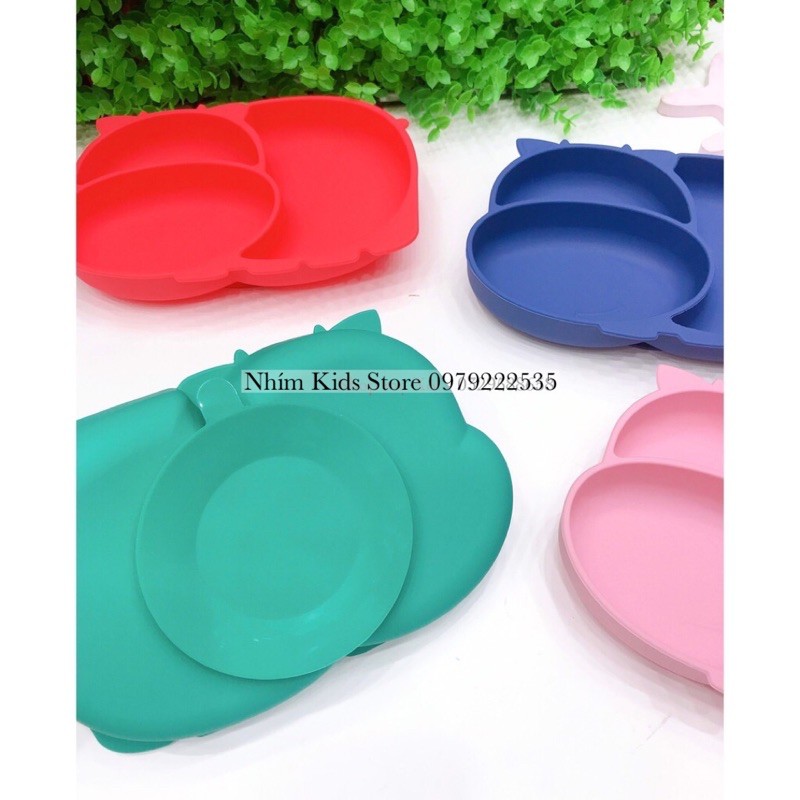 Khay ăn dặm silicon chống đổ hình bò sữa dễ thương (chất liệu an toàn)