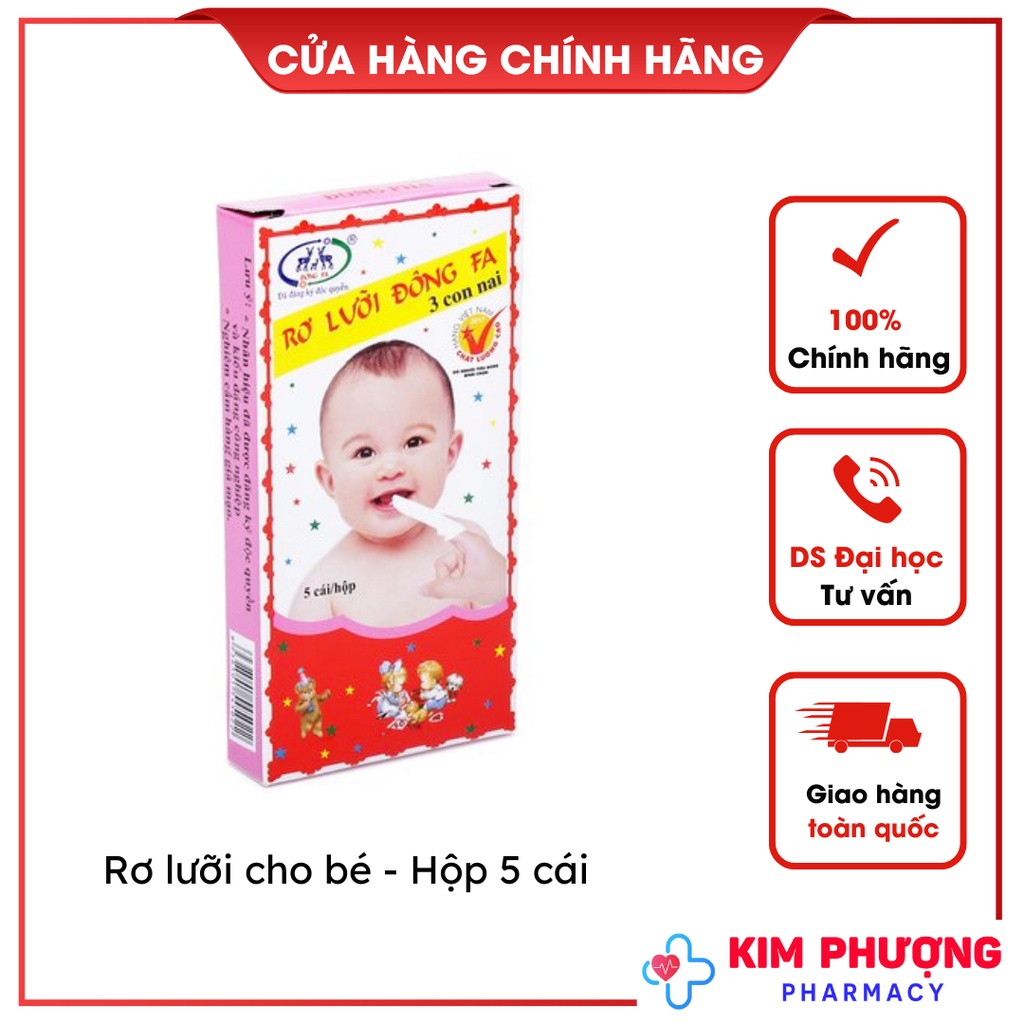 Gạc rơ Lưỡi Đông Fa - Làm sạch lưỡi, răng miệng của bé (Hộp 5 Cái)