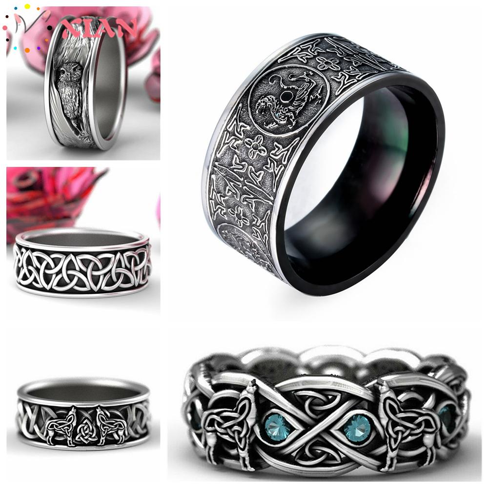 (Hàng Mới Về) Nhẫn Titan Họa Tiết Động Vật Phong Cách Cổ Điển Dành Cho Nam