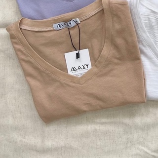 Áo thun cổ tim Nude V neck basic tee Maxy Workshop