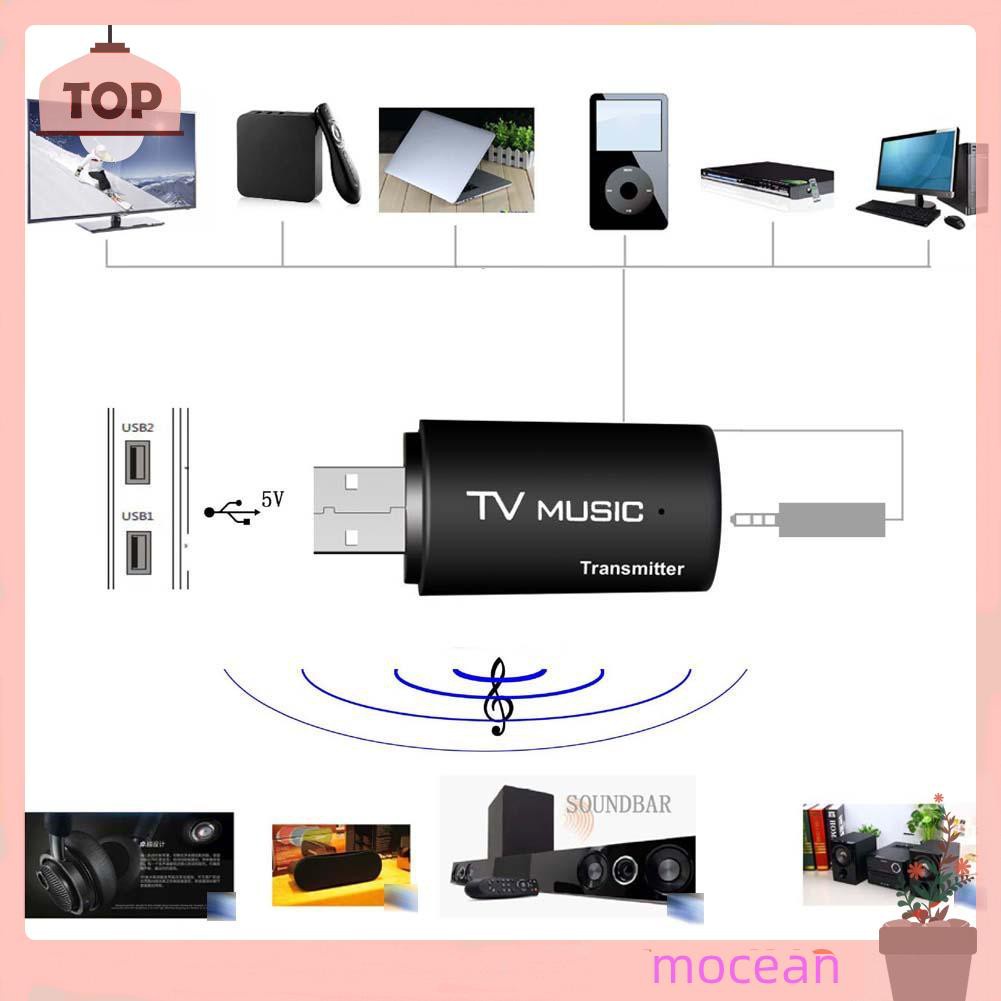 Mocean USB Bluetooth Stereo Audio Transmitter 3.5mm Music Dongle Adapter for TV PC