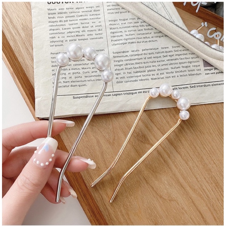 Trâm cài tóc đính hạt ngọc trâm búi tóc nữ tính