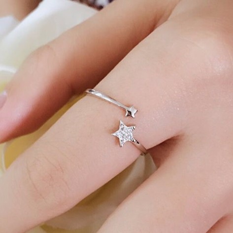 Nhẫn bạc ngôi sao sánh đôi Hàn Quốc [Đơn 50k tặng phần quà thú vị]