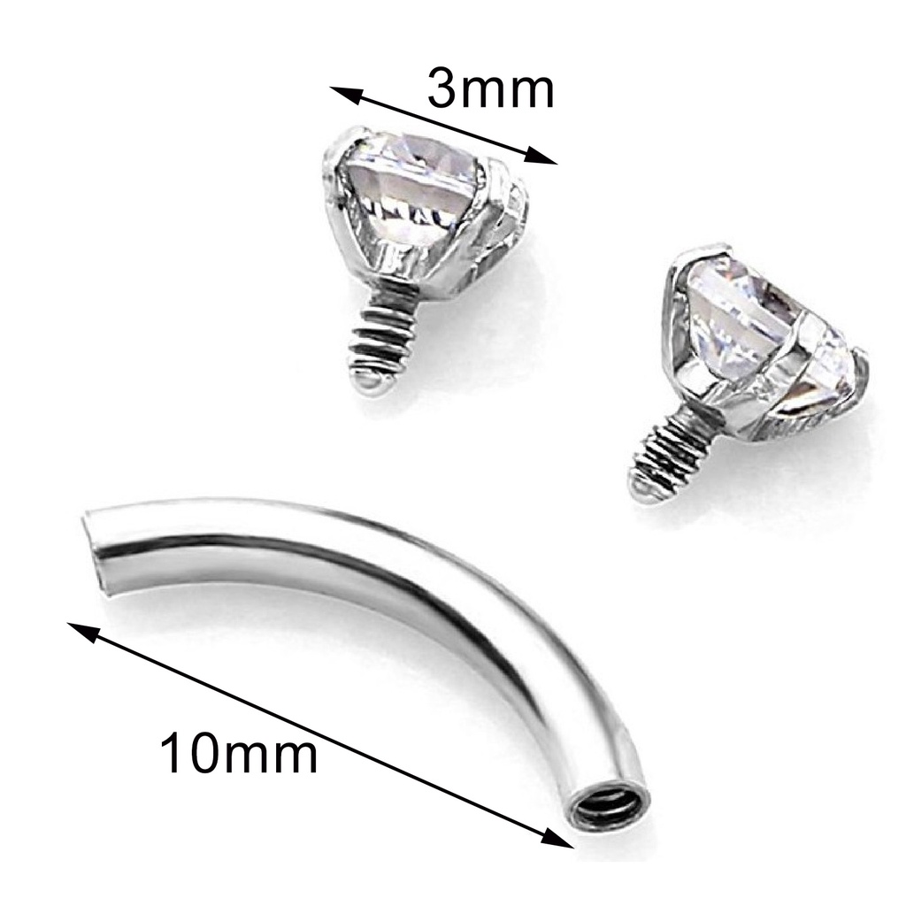 Khuyên Xỏ Lông Mày / Cơ Thể Bằng Thép Đính Đá Zircon Chống Mòn Thời Trang Cho Nữ