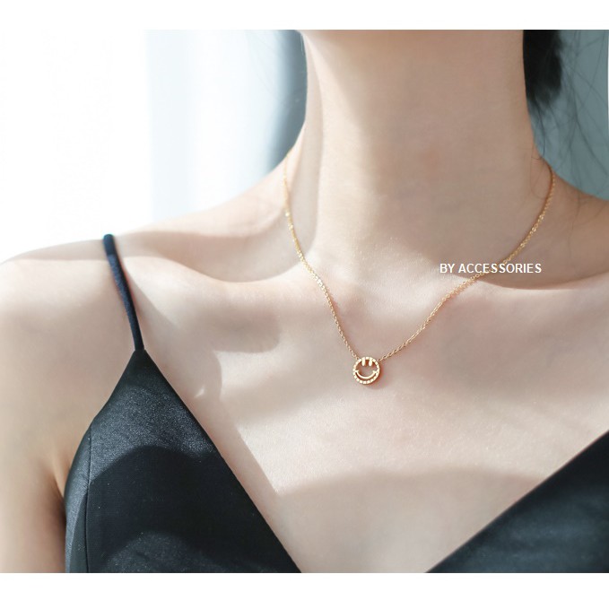 Dây chuyền và lắc tay titan mặt cười không gỉ WN190601