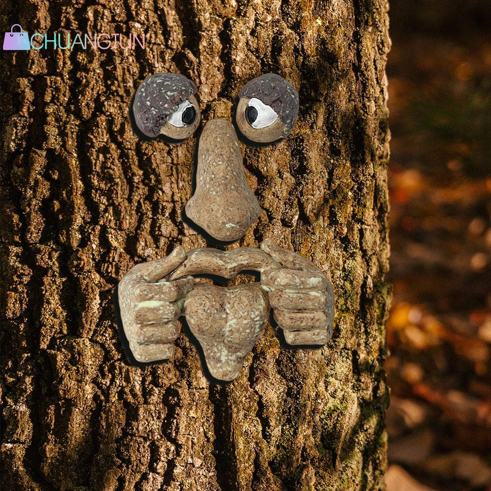 Luminous Bark Ghost Face Shaped Tree Monster Facial Features Garden Props