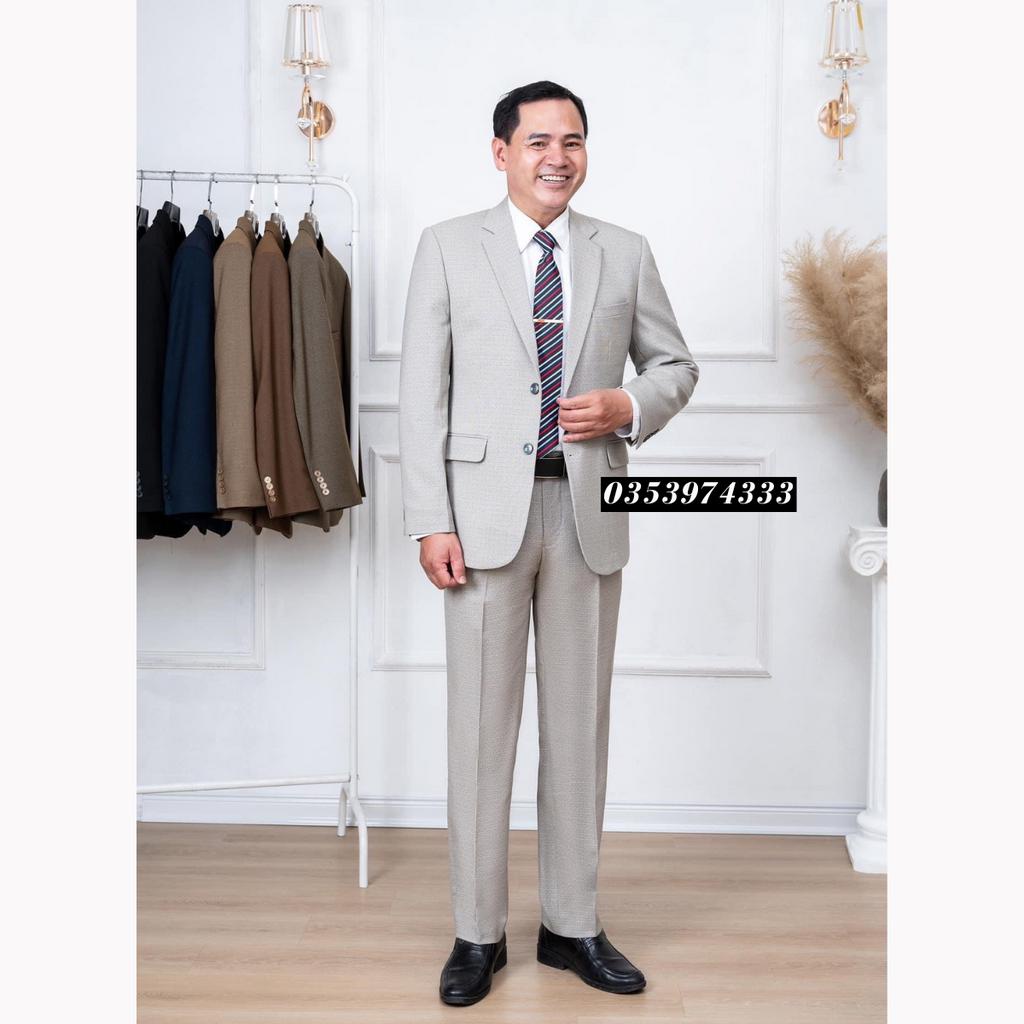 Bộ vest nam trung niên.vest nam vải tuytsi 2 khuy .hàng xuất khẩu