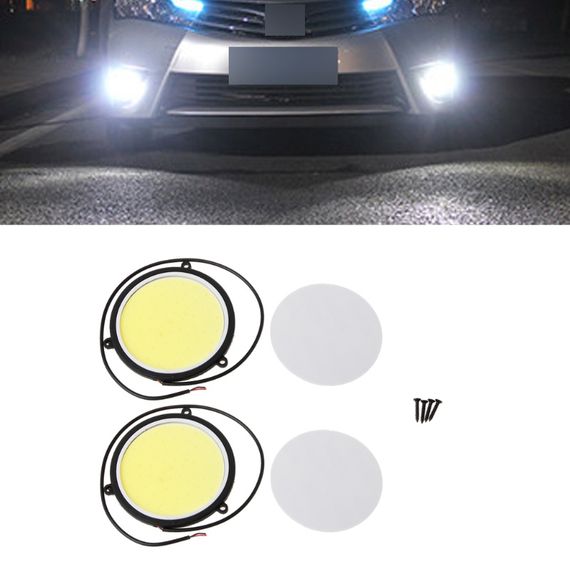 Bộ 2 Đèn LED COB DRL DC12V 90mm Ánh Sáng Trắng Chuyên Dụng Cho Xe Hơi
