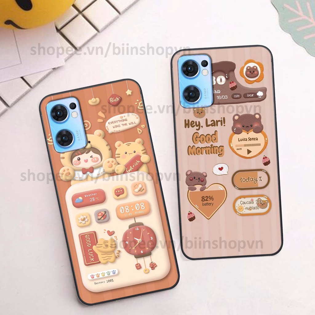 Ốp Oppo Reno7 / Reno7 Z 5G / Reno 7 in 3D icon gấu nổi siêu xinh, siêu đáng yêu, cá tính phong cách
