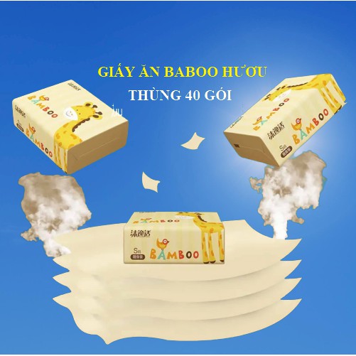 [Mã 256FMCGSALE giảm 8% đơn 500K] THÙNG GIẤY RÚT KHĂN KHÔ BAMBOO HƯƠU DÙNG BỘT GIẤY NGUYÊN SINH [40 GÓI GIẤY HƯƠU]