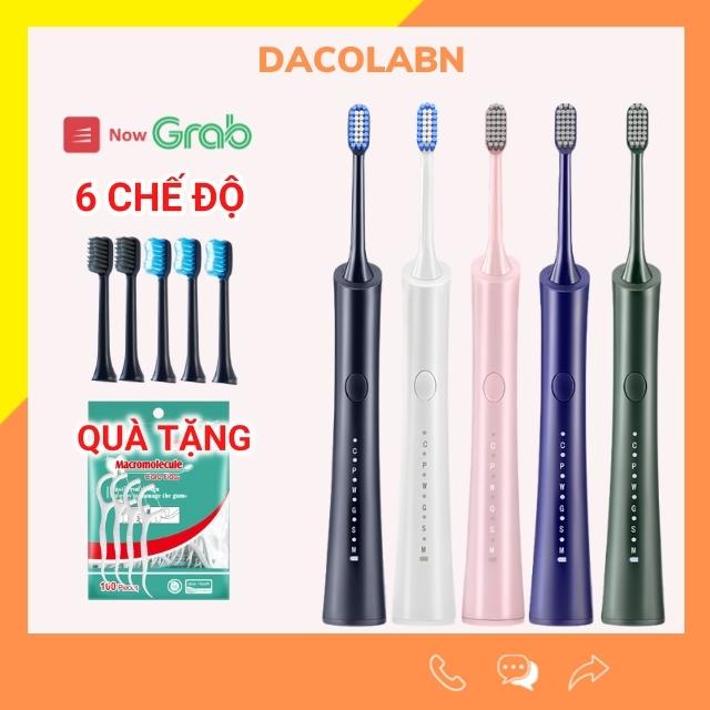 Bàn chải điện đánh răng sonic 6 chế độ chải kèm 5 đầu chải làm sạch trắng răng tự nhiên sạc điện chống nước xbh168