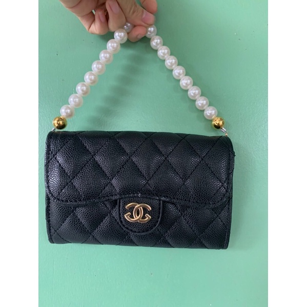 TÚI ĐEO CHÉO chanel mini kèm dây ngọc tháo rời