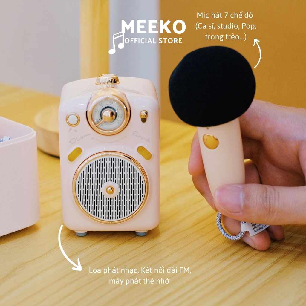 Loa bluetooth hát Karaoke kèm mic hát 7 chế độ phòng thu cao cấp Fairy Divoom MEEKO