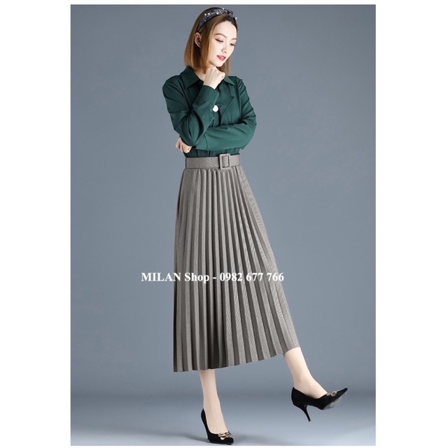 Chân váy xếp ly kèm đai chất mới nhiều màu. | BigBuy360 - bigbuy360.vn