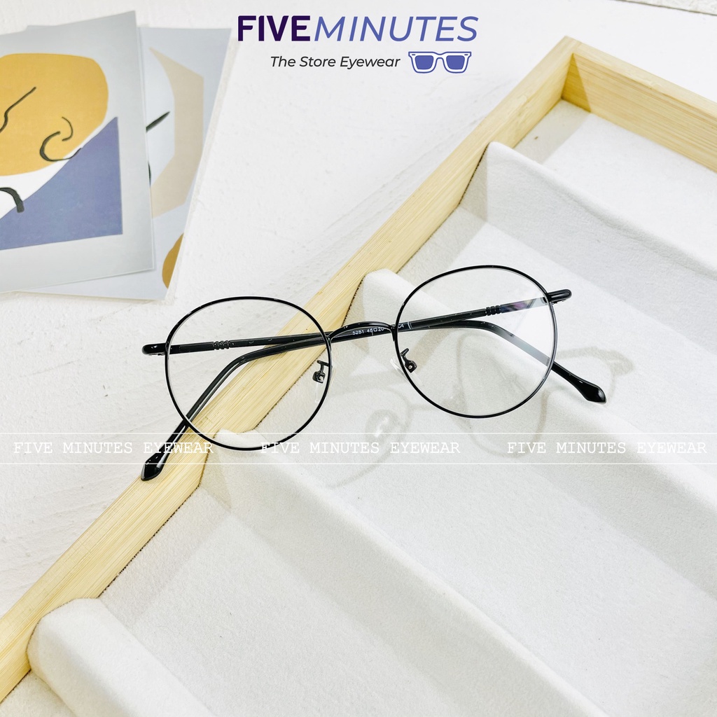 Gọng kính nam nữ, kim loại mảnh nhẹ dáng tròn 5281 Siêu xinh và dễ đeo - Kính Mắt Five Minutes