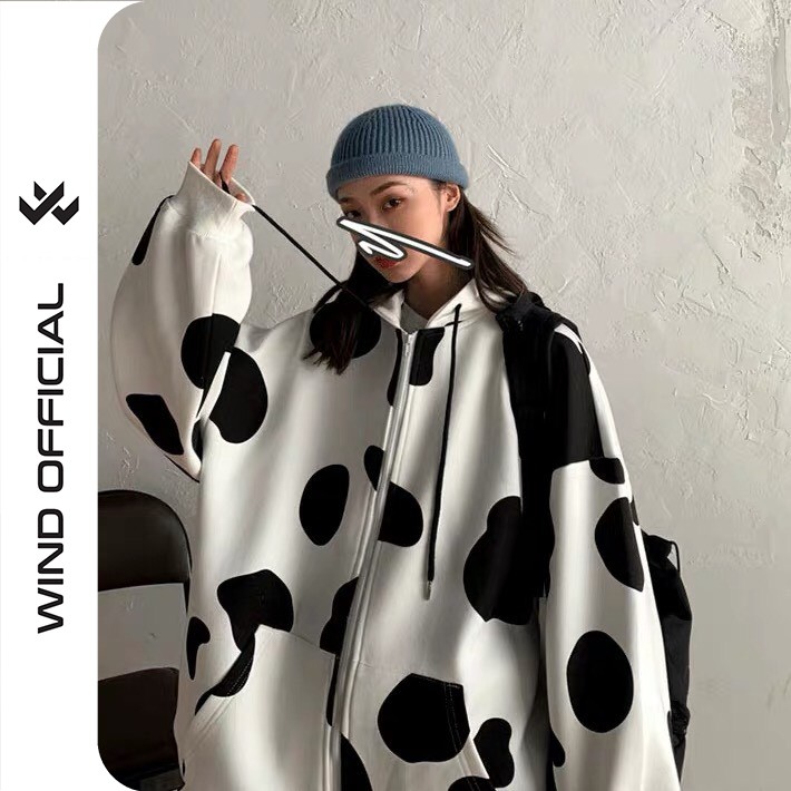 Áo khoác nỉ unisex form rộng cardigan Bò Sữa nam nữ ulzzang Wind | BigBuy360 - bigbuy360.vn